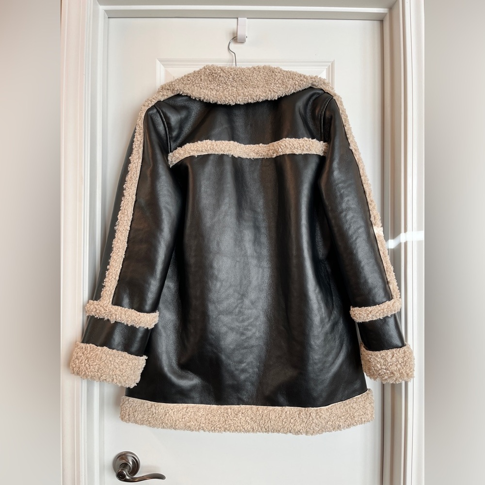 NWT 7 For All Mankind Faux Sherpa Faux Leather Jacket - Picture 7 of 10